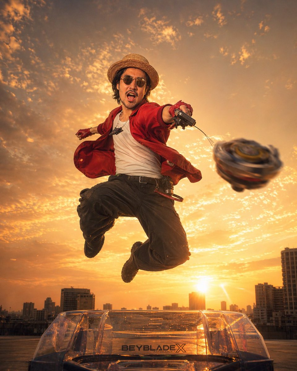 AI Prompt for Dramatic Cinematic Beyblade Launch Poster