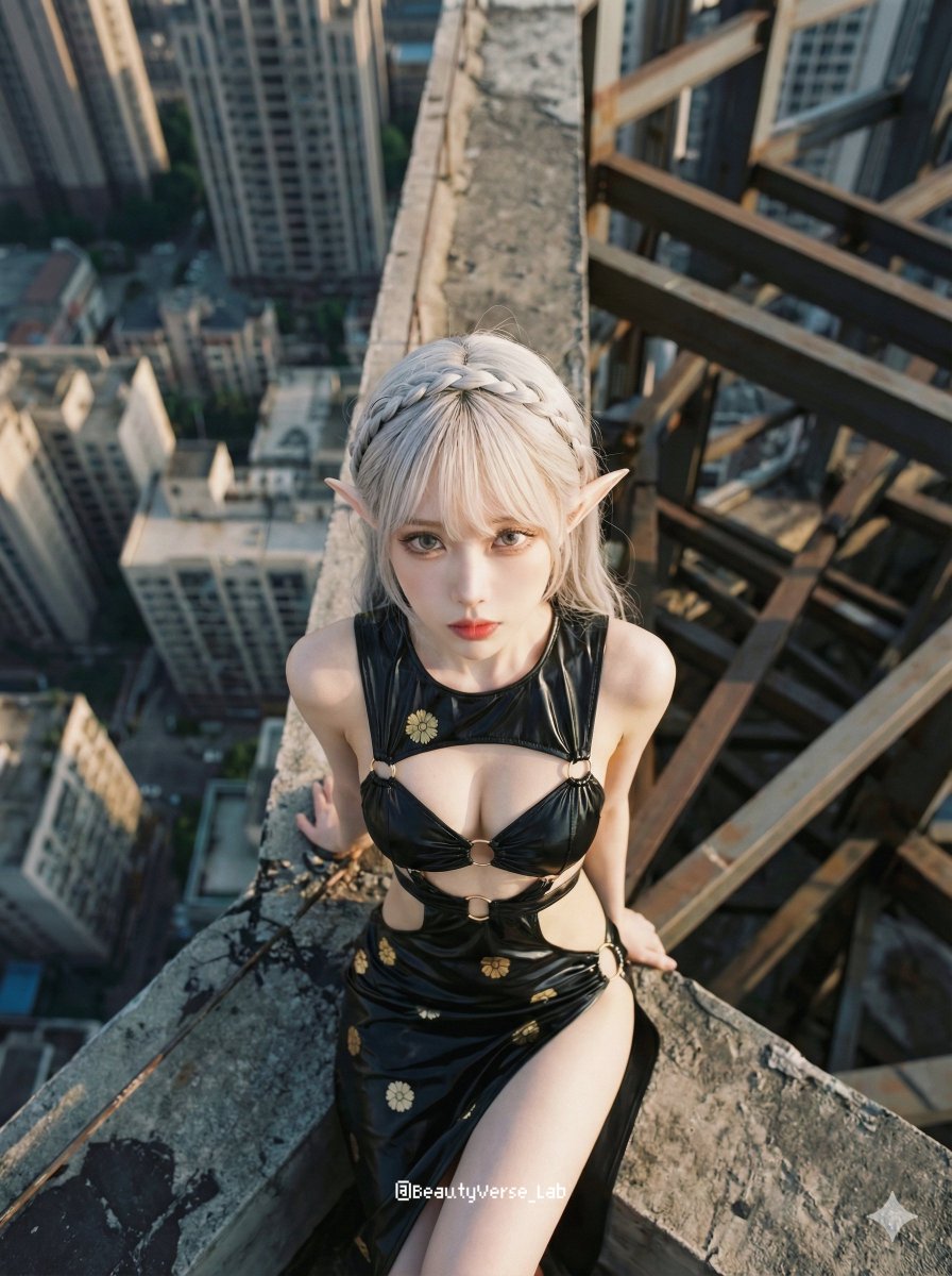 AI Prompt for Dramatic Cityscape Woman Portrait