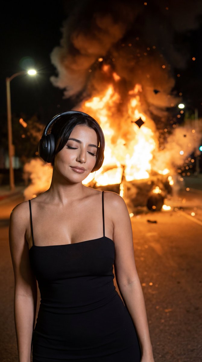 AI Prompt for Dramatic Scene with Model and Explosion