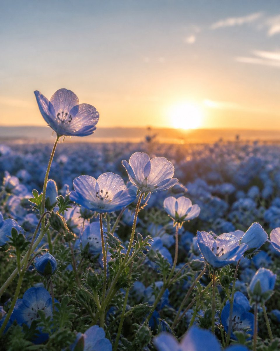 AI Prompt for Dreamy Backlit Flower Fields at Golden Hour