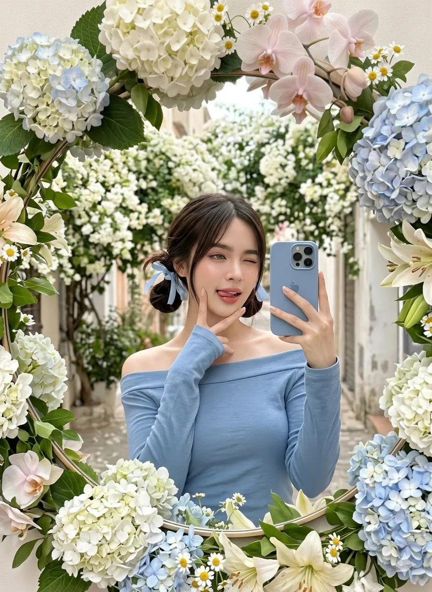 AI Prompt for Dreamy Portrait Selfie in Floral Garden Setting