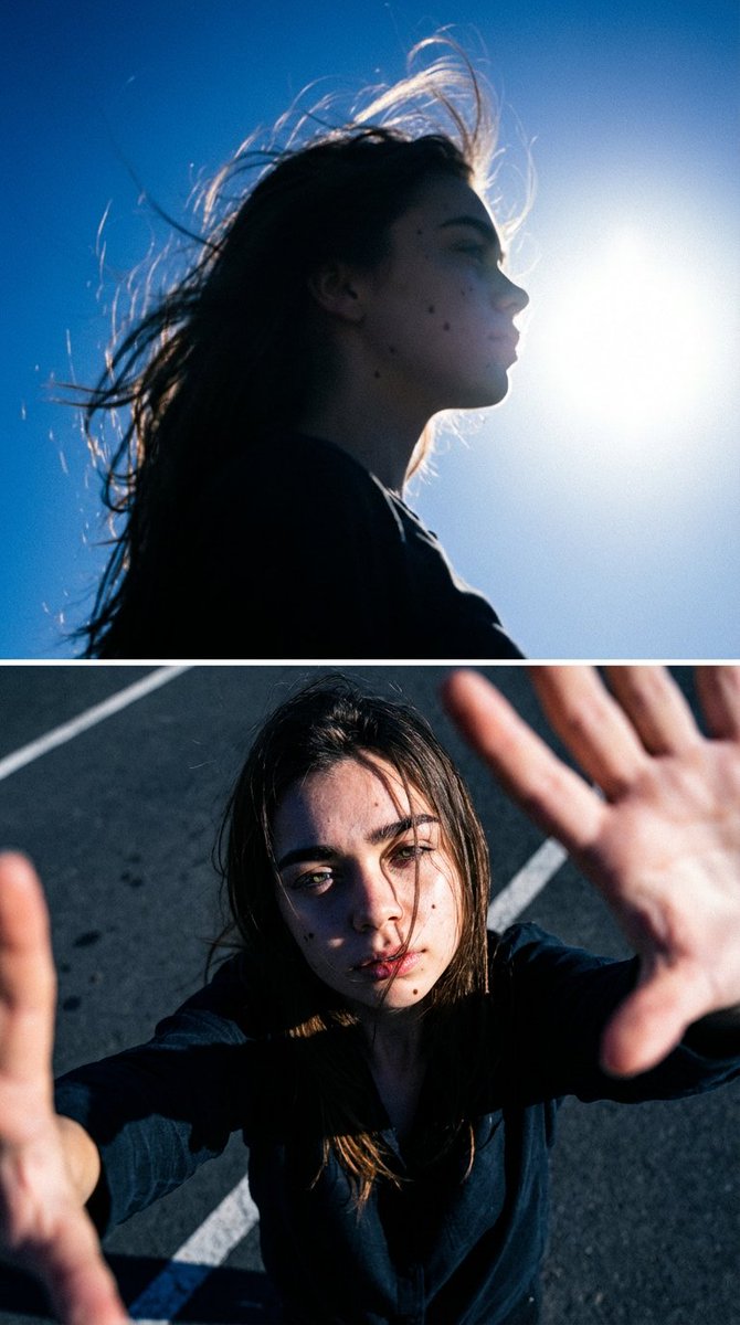 AI Prompt for Duality in Portraiture: Cinematic Dual-Frame Image
