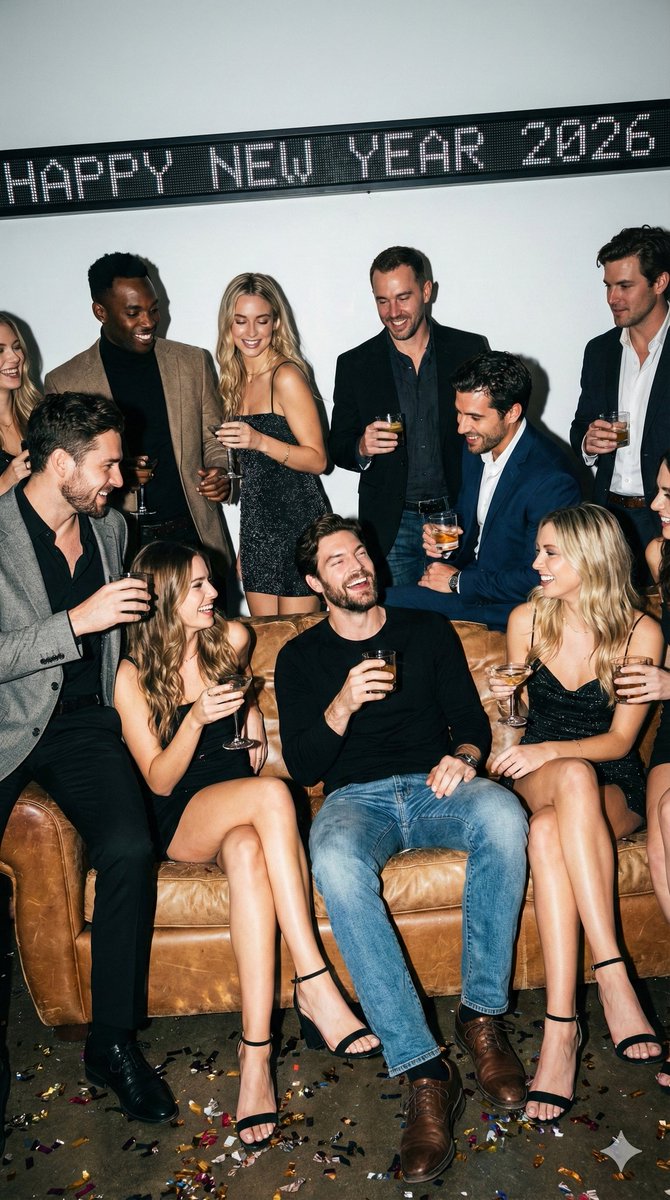 AI Prompt for Editing New Year's Eve Group Photos with Flash