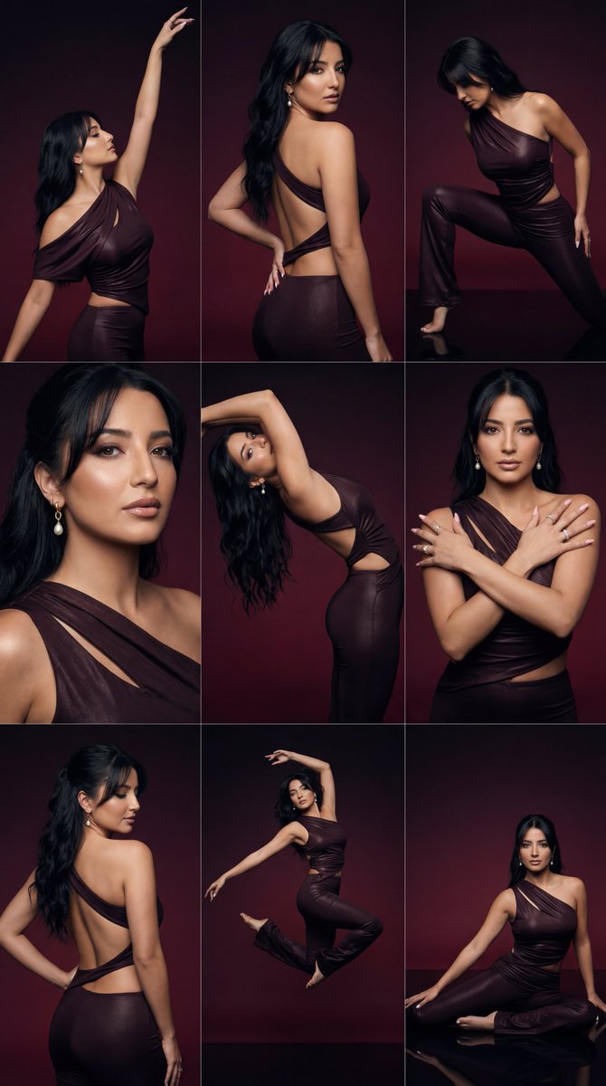 AI Prompt for Editorial 9-Panel Grid Photography with Model and Luxury Background