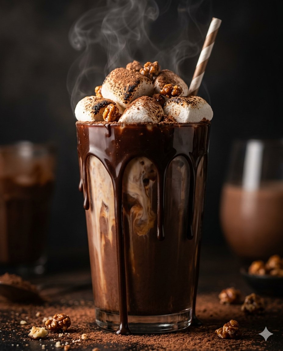 AI Prompt for Editorial Food Photography of a Chocolate Brownie Stack