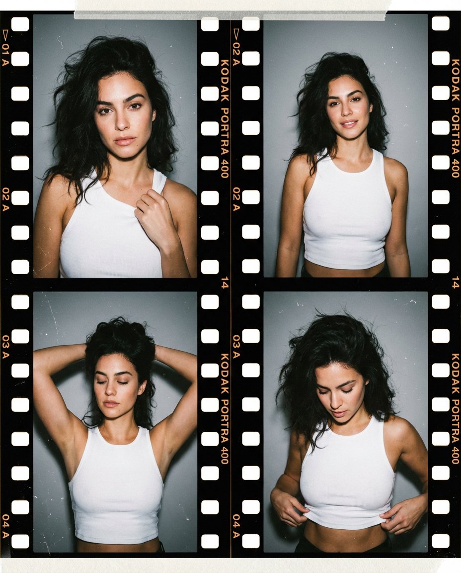 AI Prompt for Editorial Portrait Contact Sheet with Vintage Aesthetic