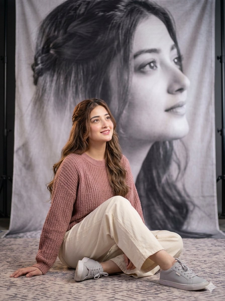 AI Prompt for Elegant Seated Portrait with Soft Pastel Lighting