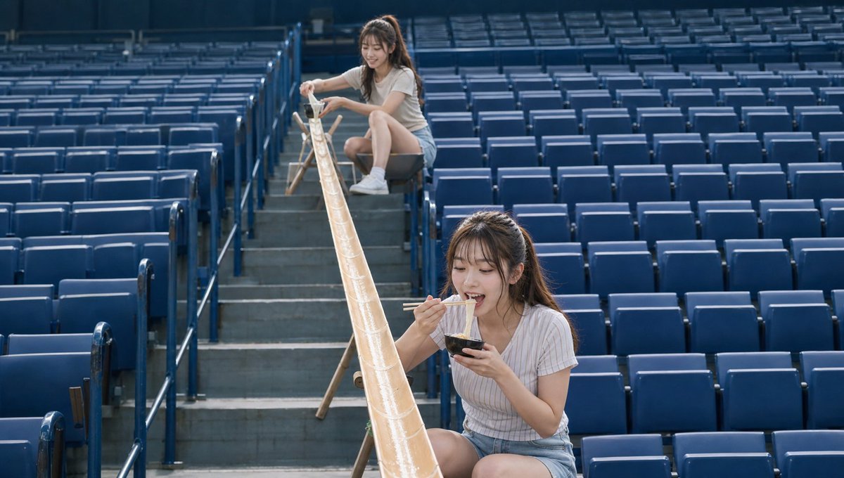 AI Prompt for Empty Baseball Stadium Noodle Scene