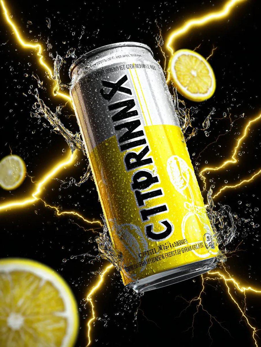 AI Prompt for Energy Drink Can with Green Apple Splash and Neon Lightning