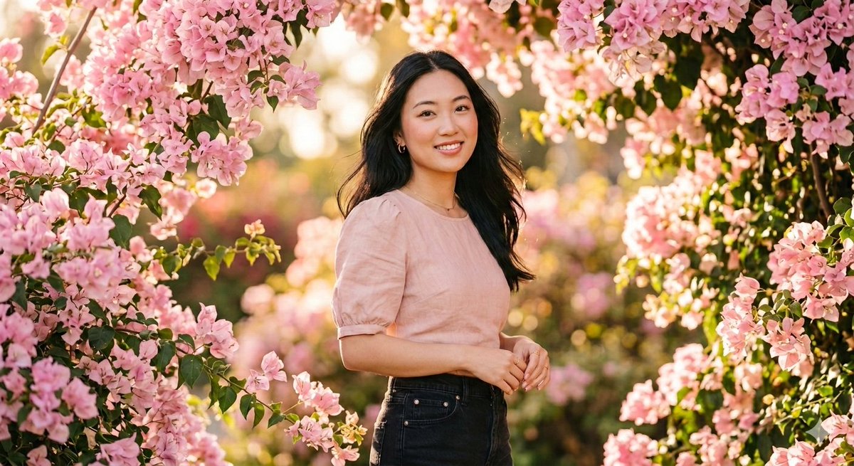 AI Prompt for Ethereal 8K Portrait with Bougainvillea Blossoms