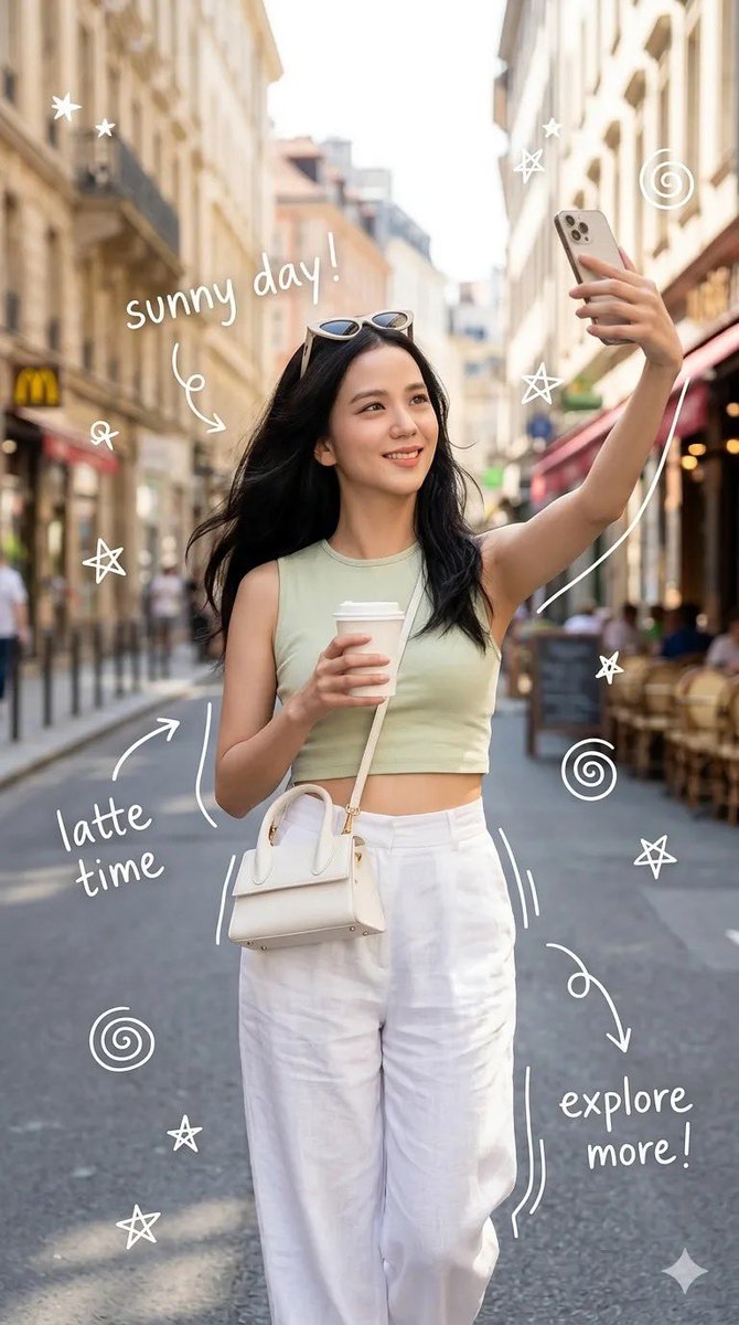 AI Prompt for Europe-Inspired Portrait Selfie with Illustrative Doodles