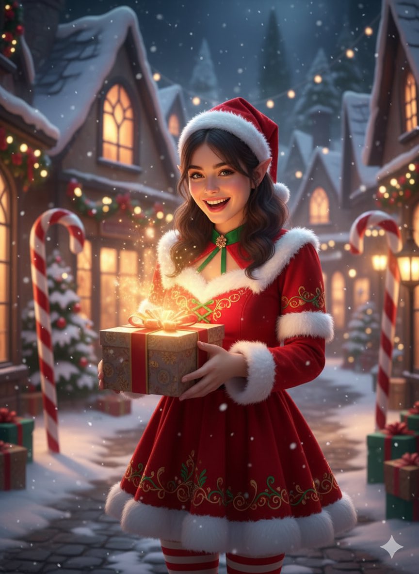 AI Prompt for Fantasy Christmas Portrait with Magical Winter Lighting