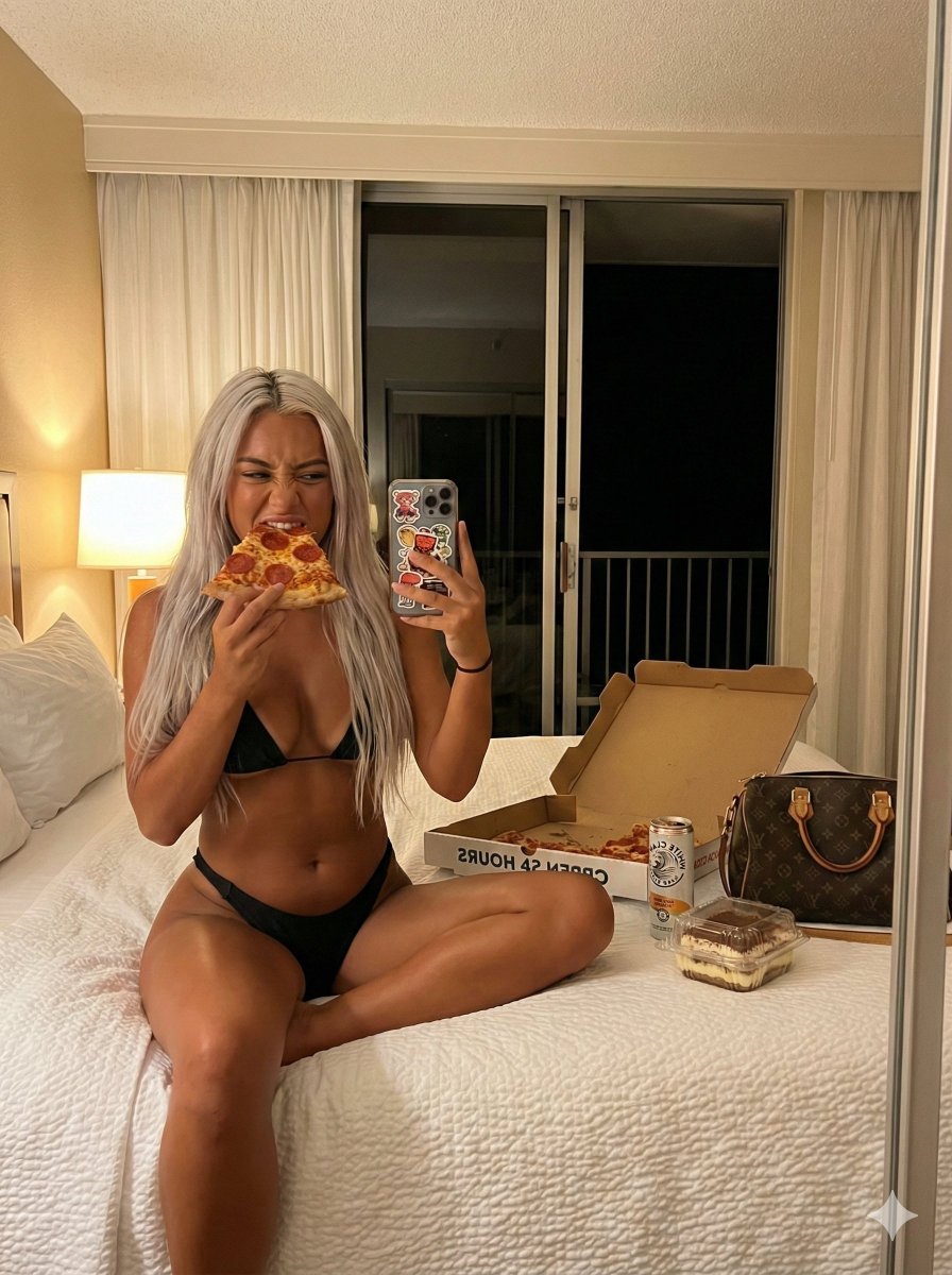 AI Prompt for Fashion Contributor Stock Photo with Influencer Model, Hotel Room Indoors