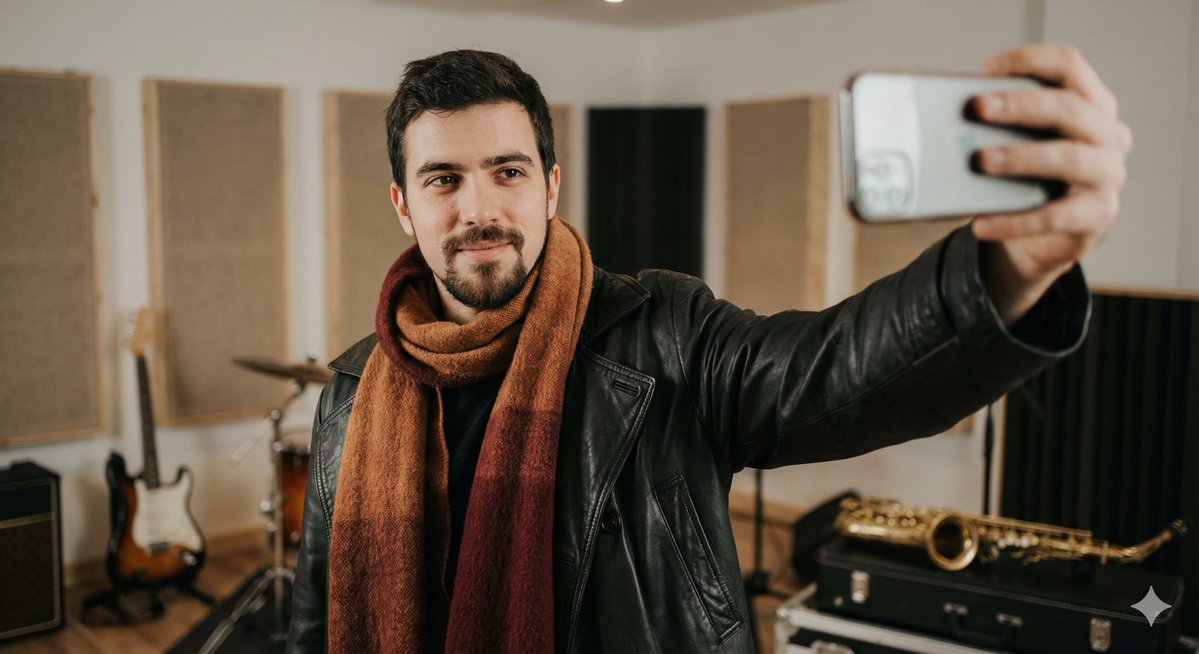 AI Prompt for Female Portrait in Recording Studio Environment during Winter