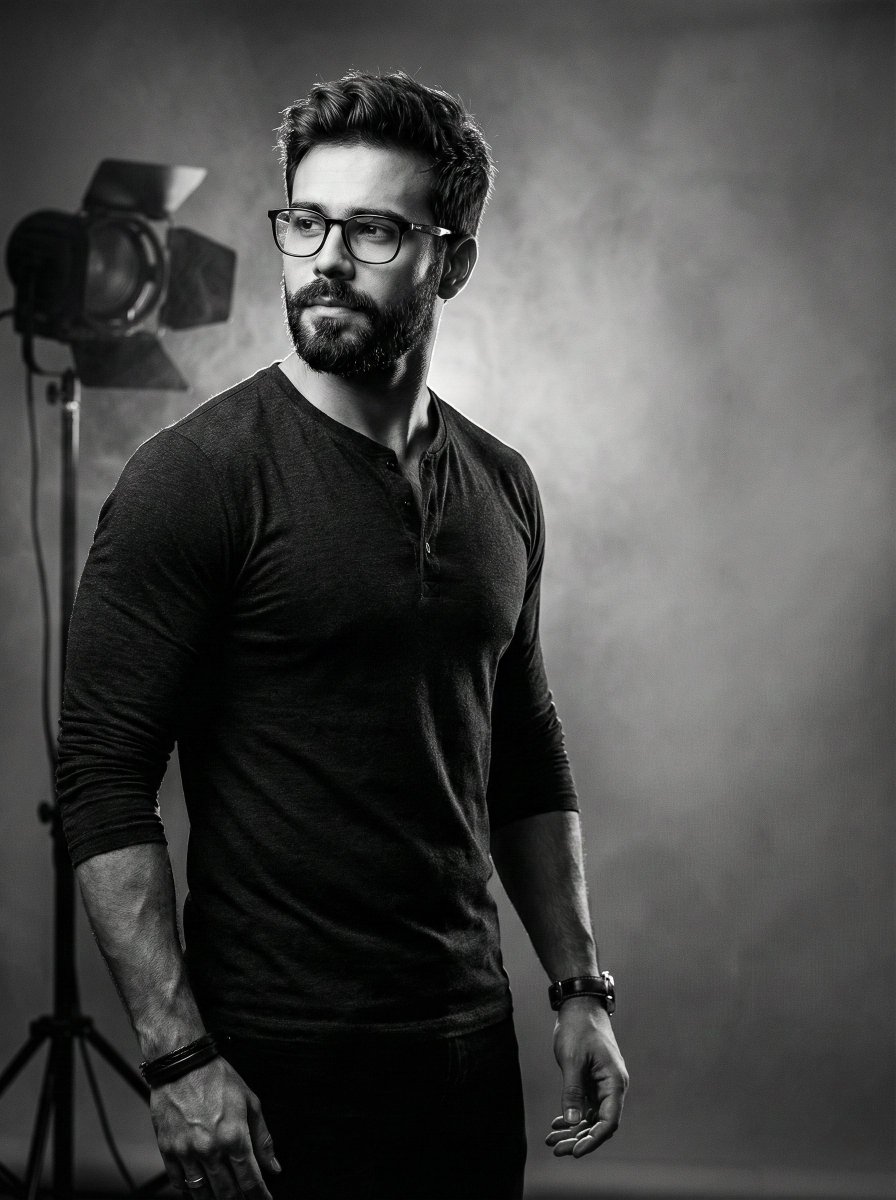 AI Prompt for Film Noir Portrait - High-Contrast Black and White Studio Photography