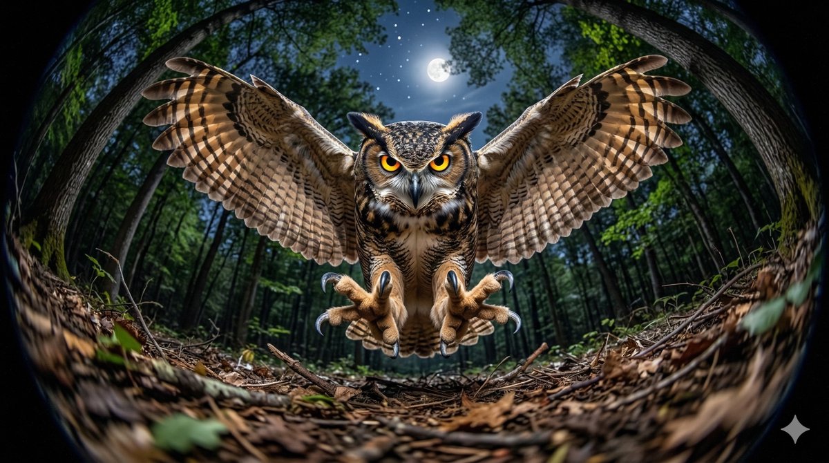 AI Prompt for Fisheye Photography of a Mouse Captured by an Owl
