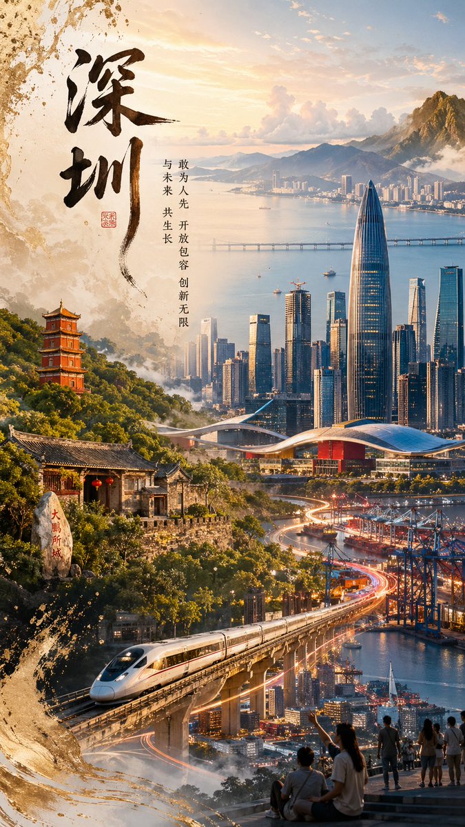 AI Prompt for Futuristic Shenzhen Cityscape Poster