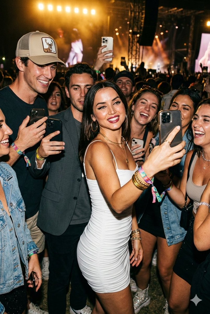 AI Prompt for Generating Photorealistic Ana de Armas Festival Candid Shot