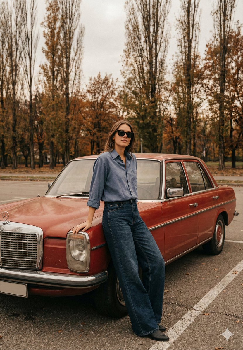 AI Prompt for Generating Vintage Glamour Portraits with Classic Cars