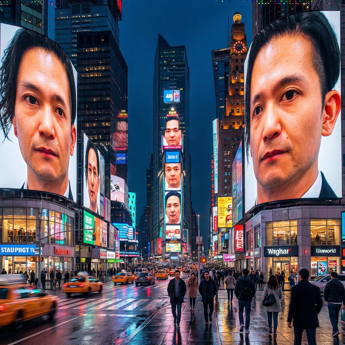 AI Prompt for Gigantic City Billboard Selfie
