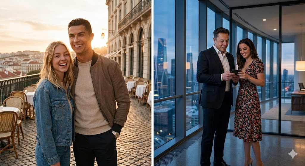 AI Prompt for Golden Hour and Twilight Celebrity Portrait Collage