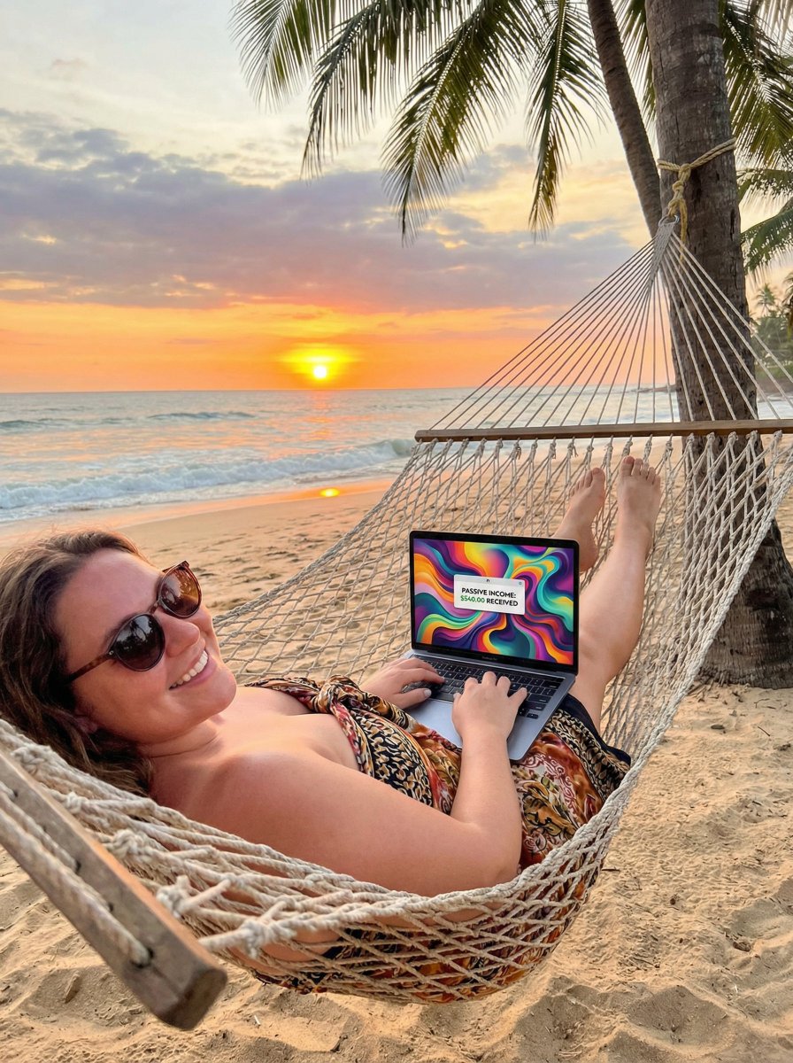 AI Prompt for Golden Hour Beach Hammock Digital Nomad Art Generation