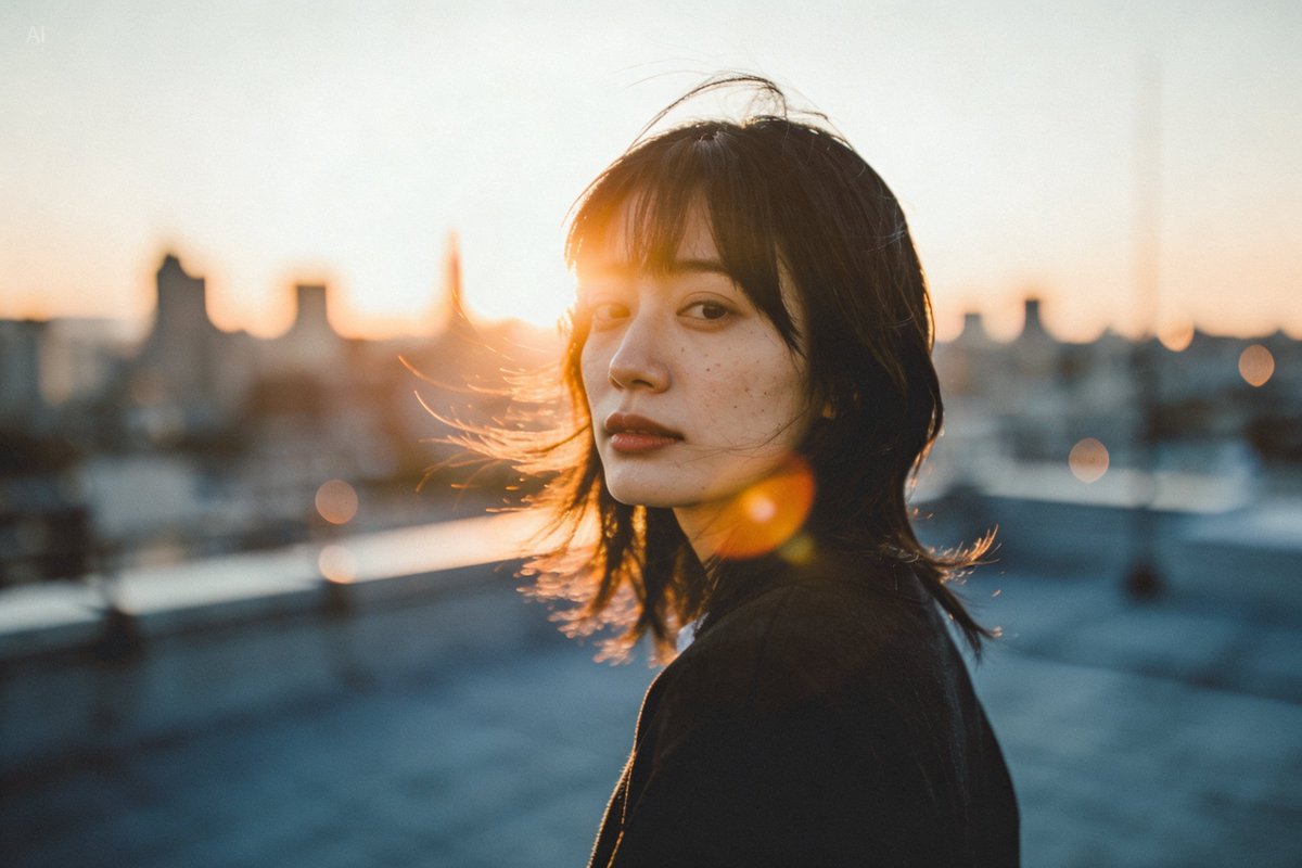 AI Prompt for Golden Hour Rooftop Portrait Photography