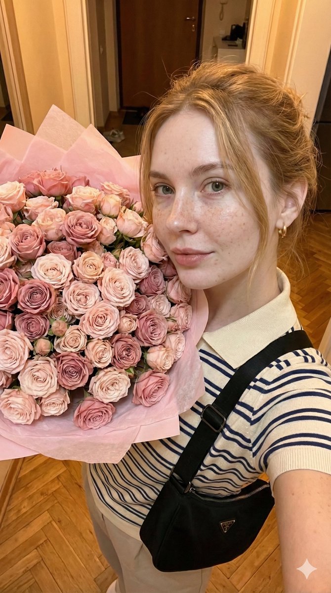 AI Prompt for Golden Hour Selfie with Massive Roses