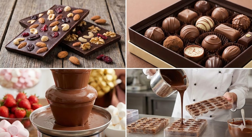 AI Prompt for Gourmet Chocolate Product Photography 2x2 Grid
