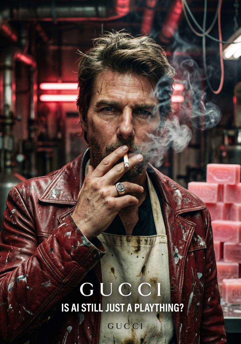 AI Prompt for Gritty Tom Cruise Portrait with Industrial Edge and Text Branding