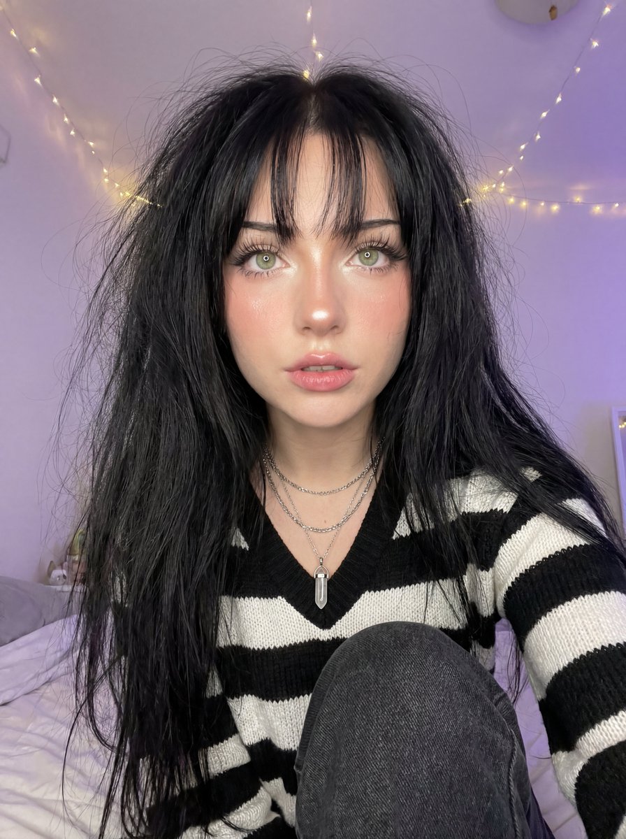 AI Prompt for High-Angle Portrait Photography with Soft Focus and Purple Ambient Lighting