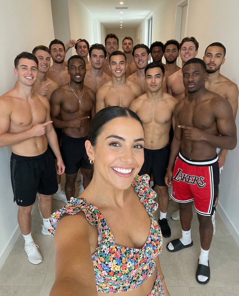 AI Prompt for High-Angle Social Media Photo with Shirtless Men