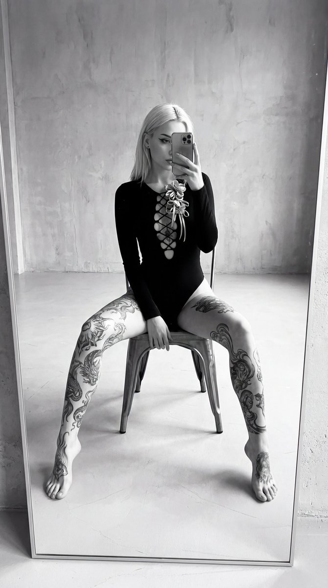 AI Prompt for High-Contrast Black and White Tattooed Portrait with Vintage Aesthetic