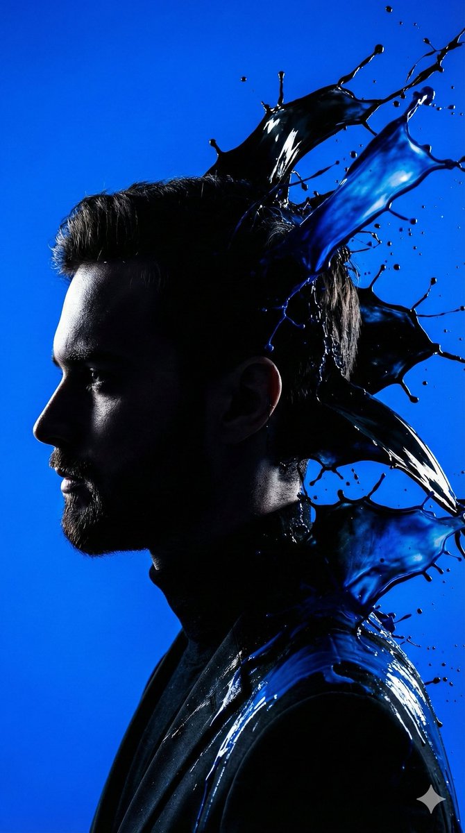 AI Prompt for High-Contrast Cinematic Portrait with Paint Splashes