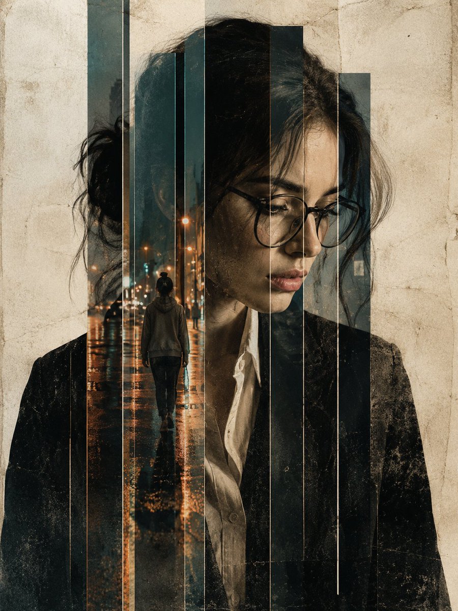 AI Prompt for High-Contrast Double Exposure Portrait Photography