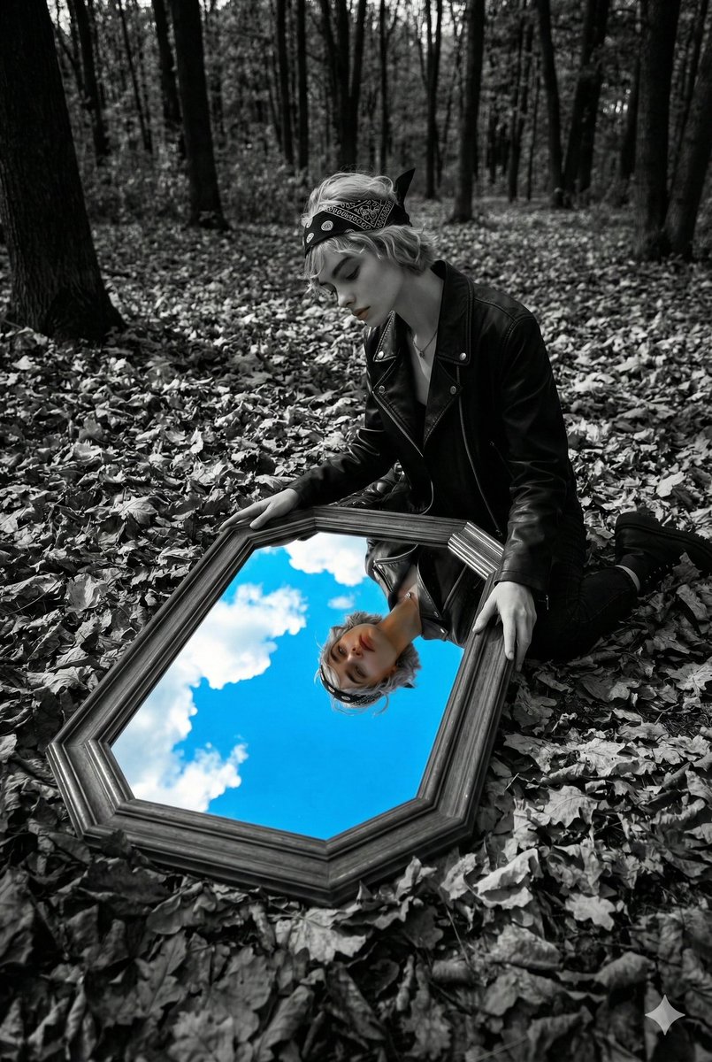 AI Prompt for High-Contrast Forest Scene with Reflected Color