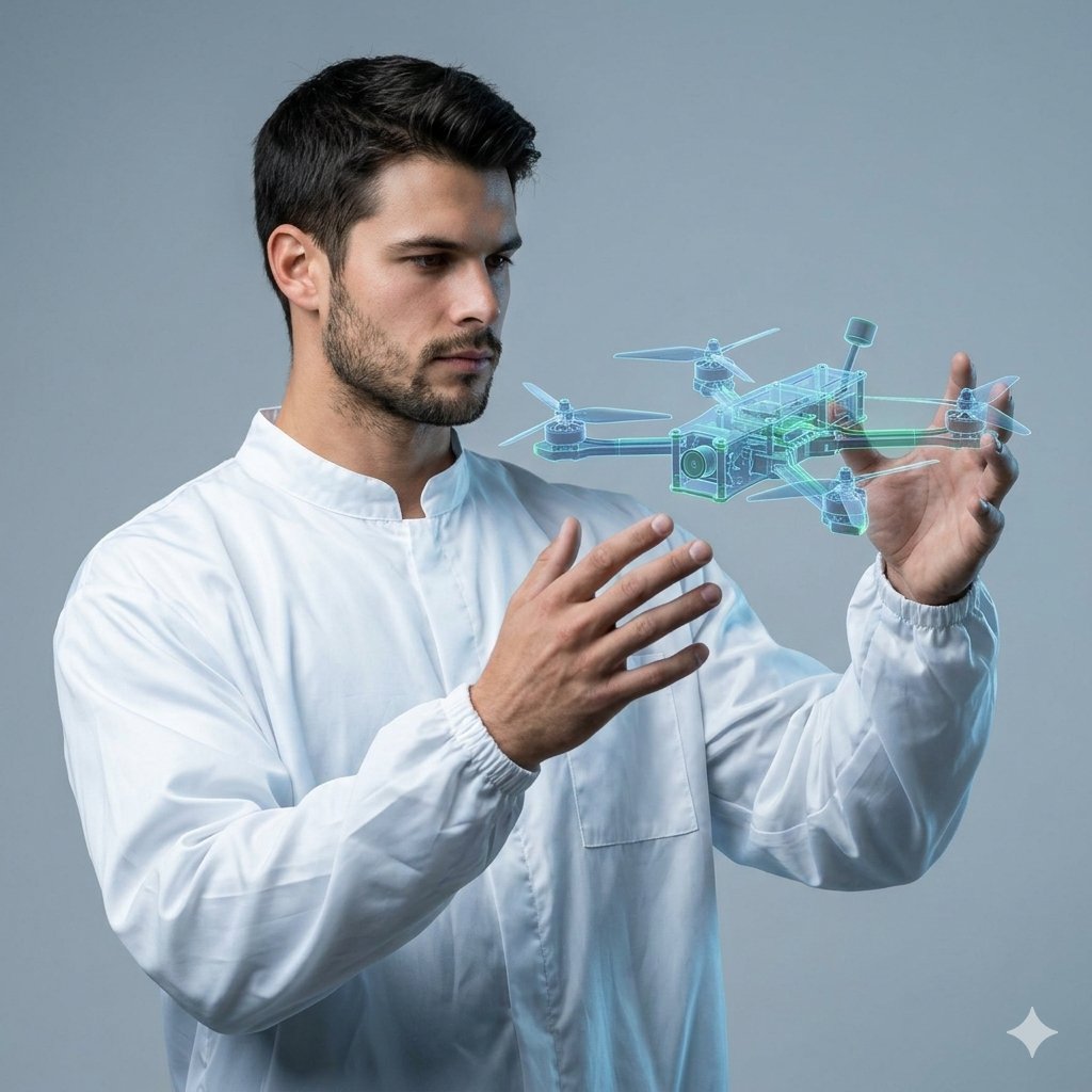 AI Prompt for High-Contrast Holographic Drone Portrait