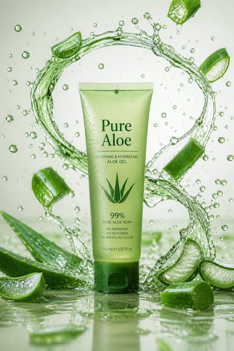 AI Prompt for High-End Aloe Skincare E-commerce Image