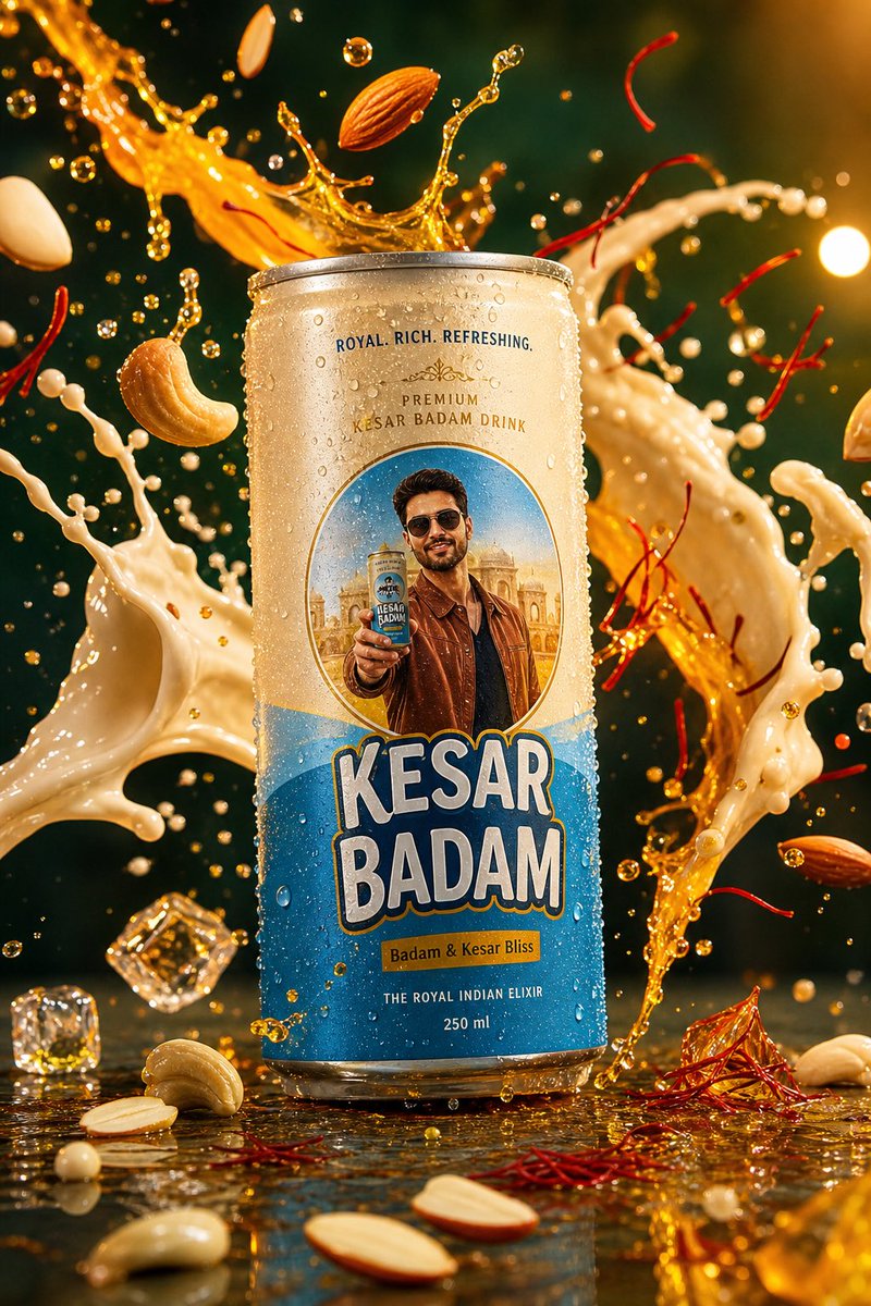 AI Prompt for High-End Beverage Photography with Milk and Saffron Splashes