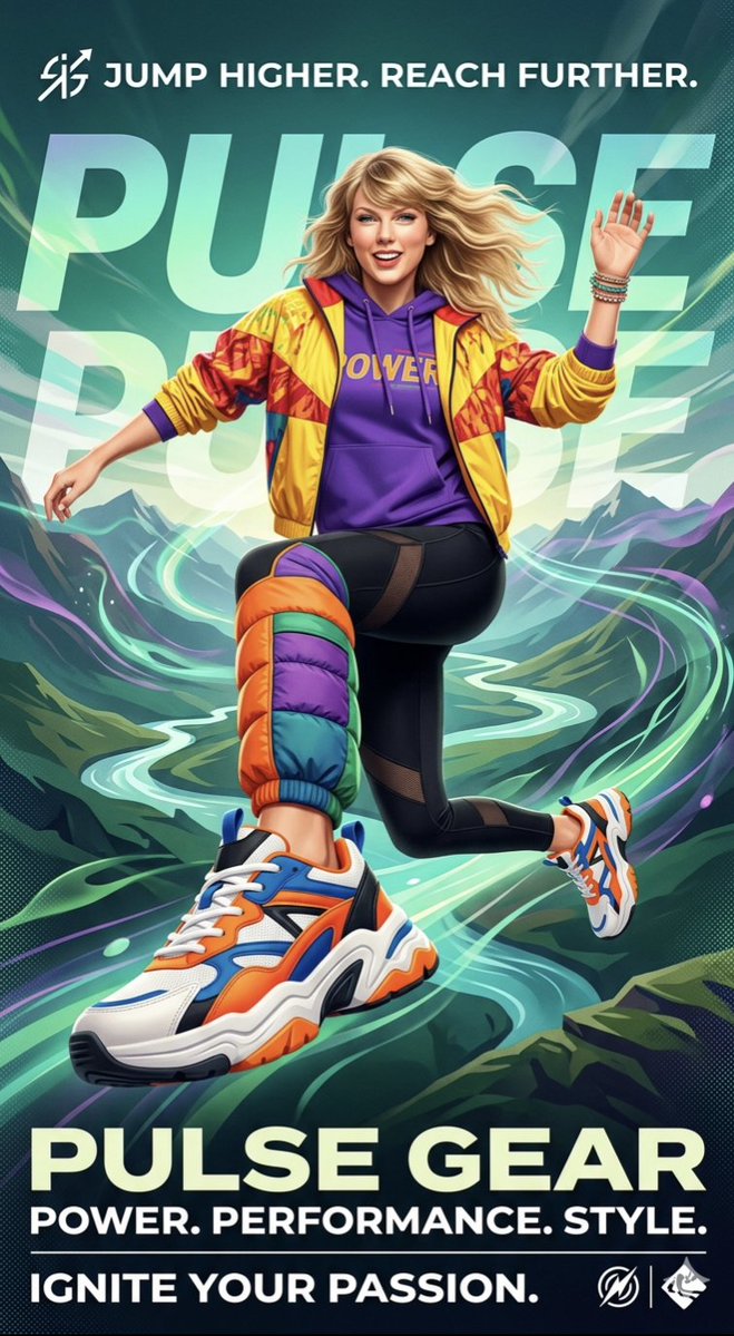 AI Prompt for High-Energy Sports Poster with Cheerful Influencer in Vibrant Mountain Landscape