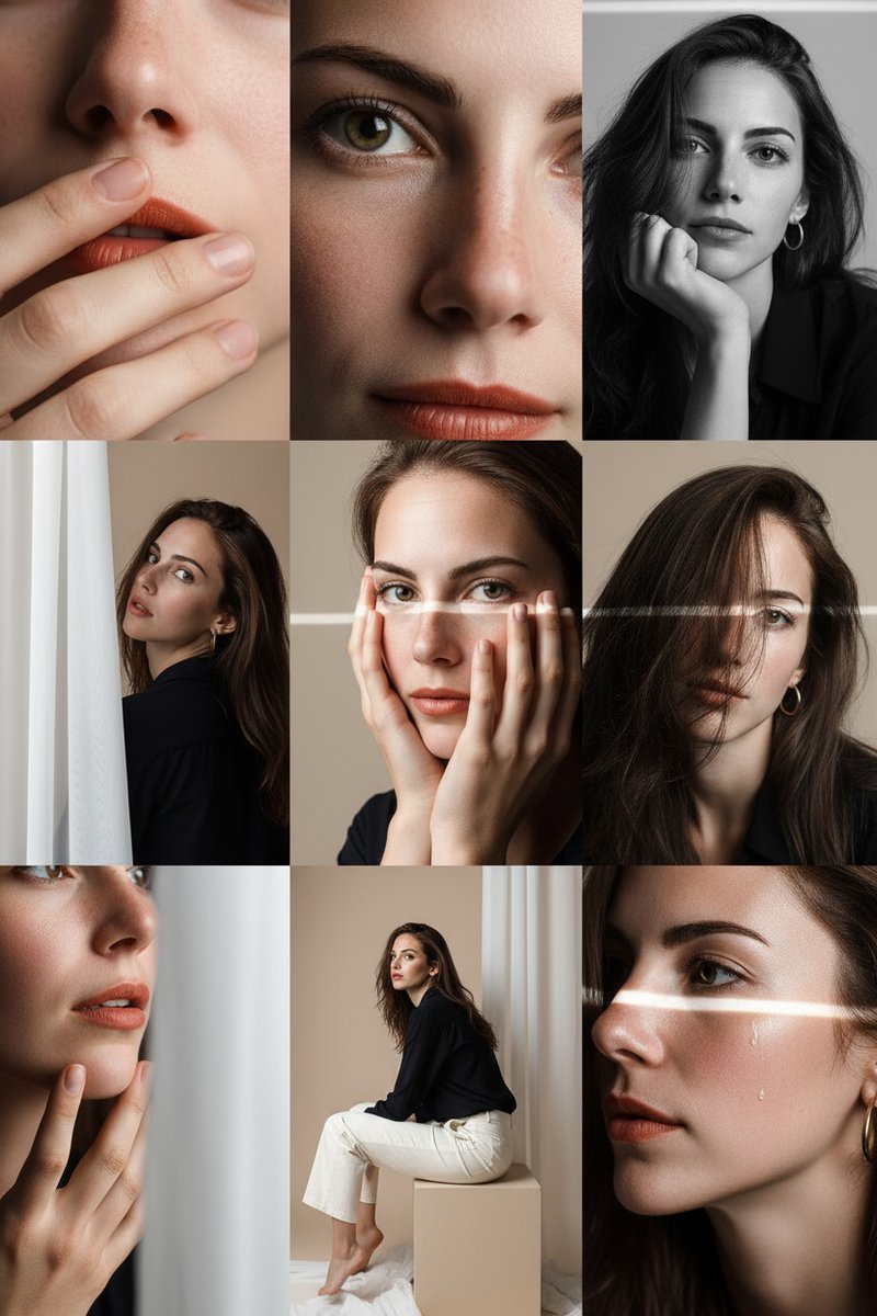 AI Prompt for High-Quality 3x3 Photo Portrait Grids
