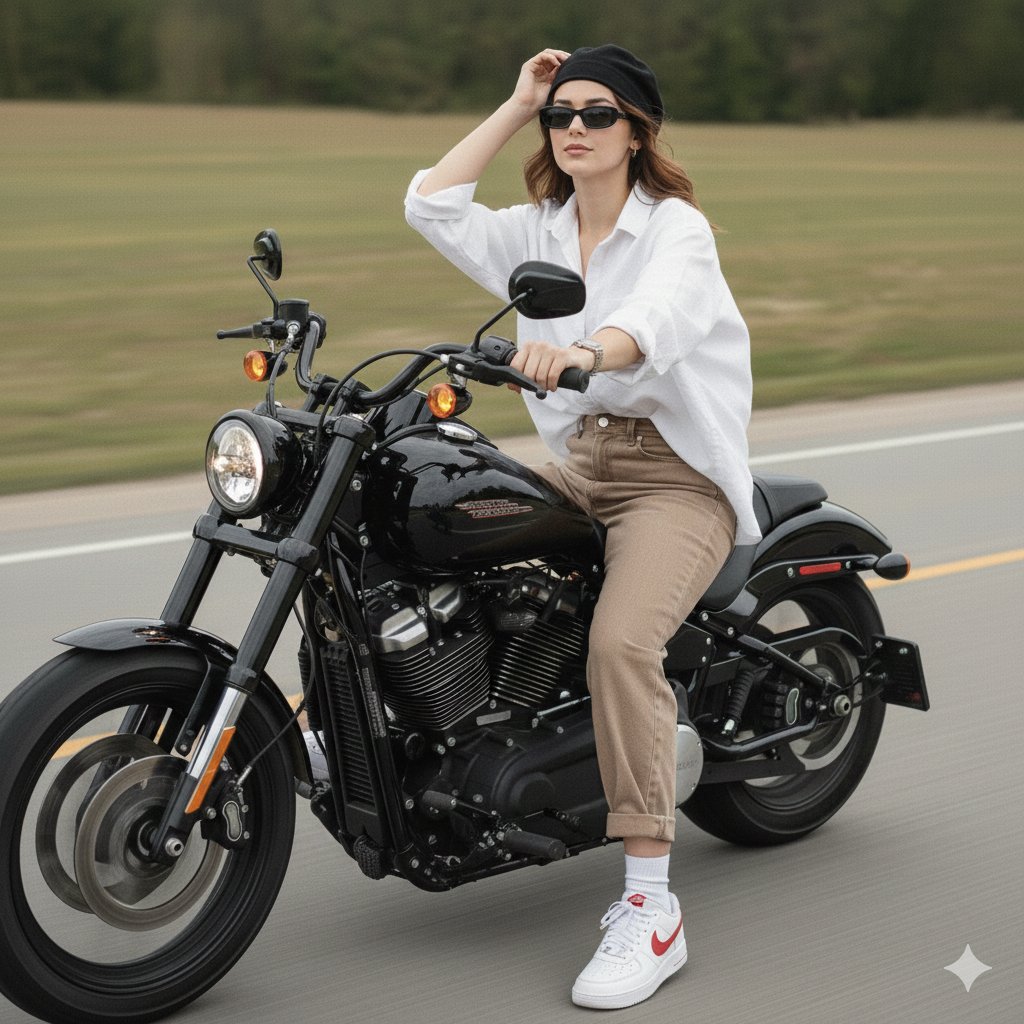 AI Prompt for High-Quality, Cinematic Motorcycles with Influencer Models