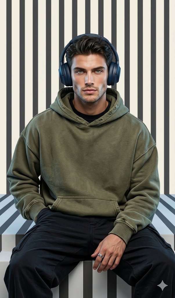 AI Prompt for High-Quality Graphic Portrait with Optical Illusion Background