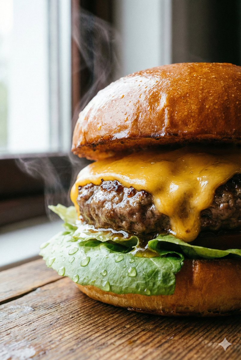 AI Prompt for High-Quality Meat Burger Macro Photography