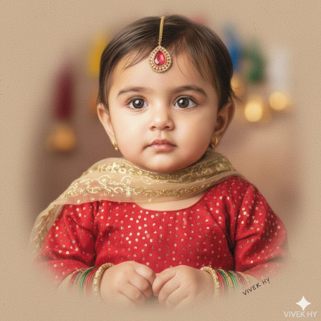 AI Prompt for High-Resolution Festive Child Portrait with Traditional Attire