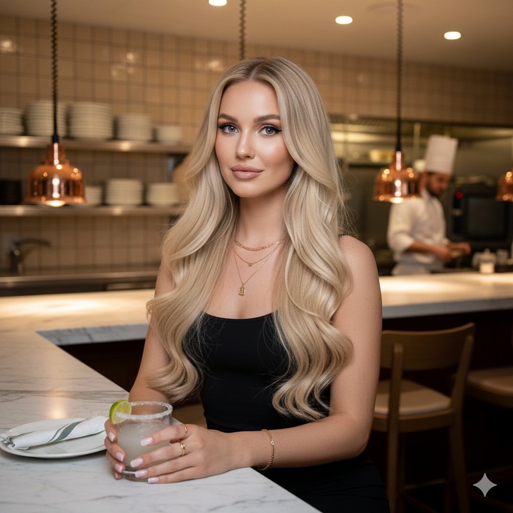 AI Prompt for Highly Detailed Portrait of Polina Gagarina in a Restaurant Kitchen