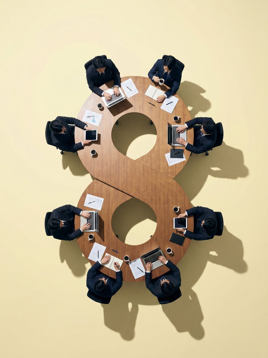 AI Prompt for Highly Realistic Conference Table Flat Lay Photography