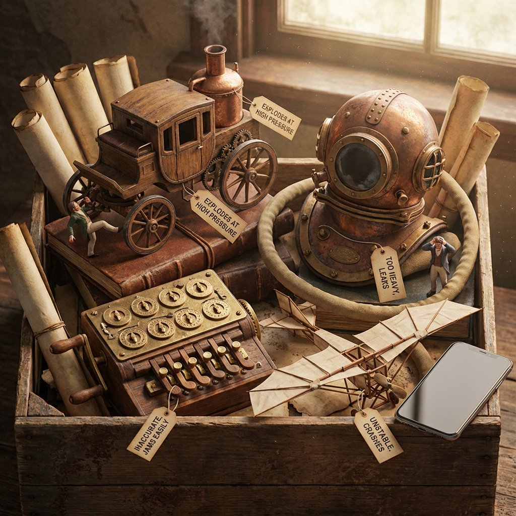 AI Prompt for Historical Flawed Inventions Photography
