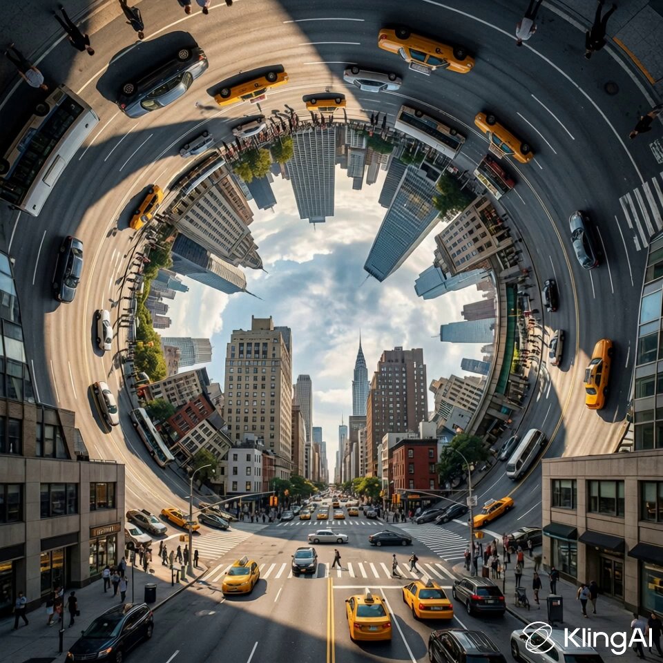 AI Prompt for Hyper-Realistic 8K Cityscape of Bendy Street Looping Overhead