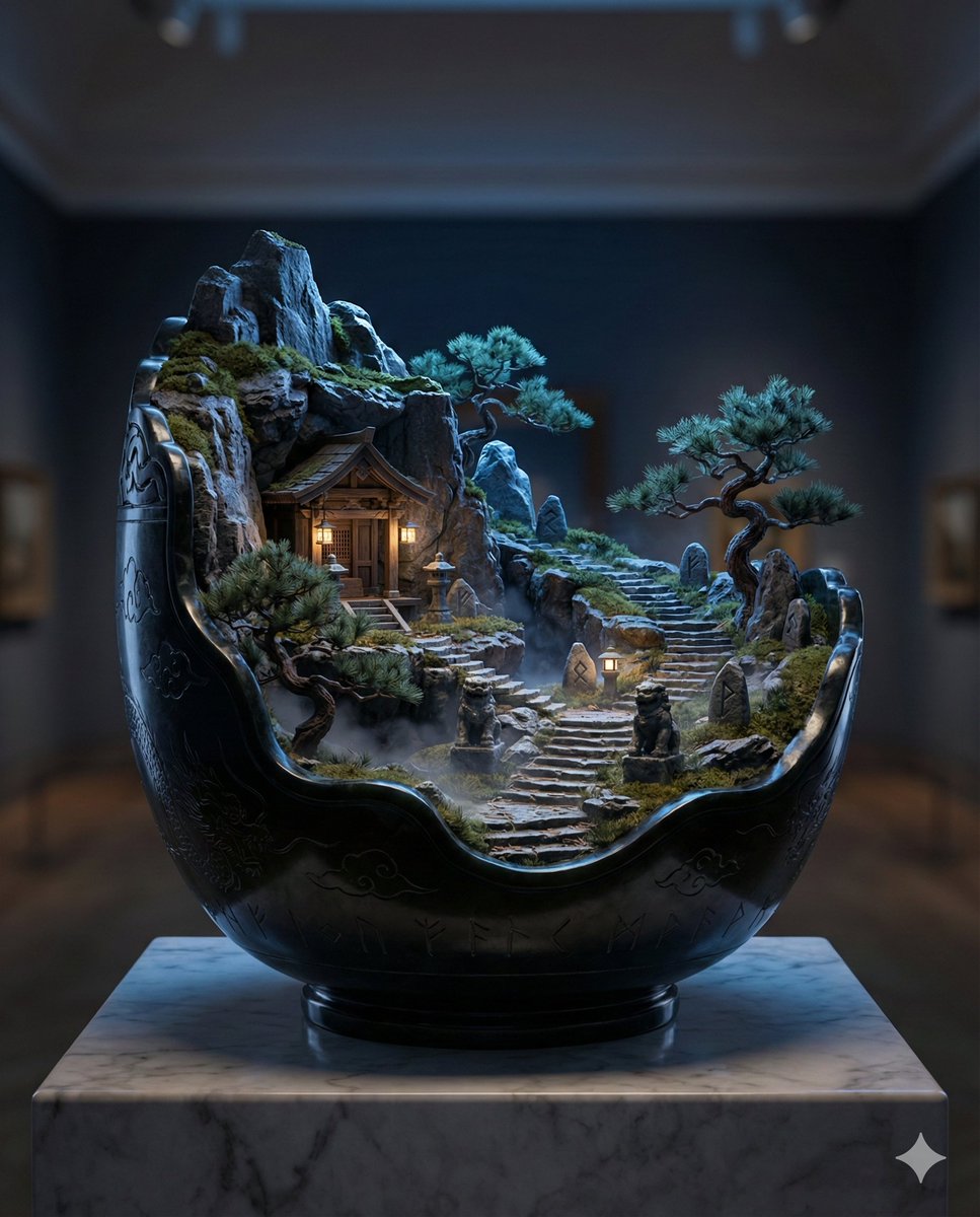 AI Prompt for Hyper Realistic Black Jade Diorama Landscape Photography